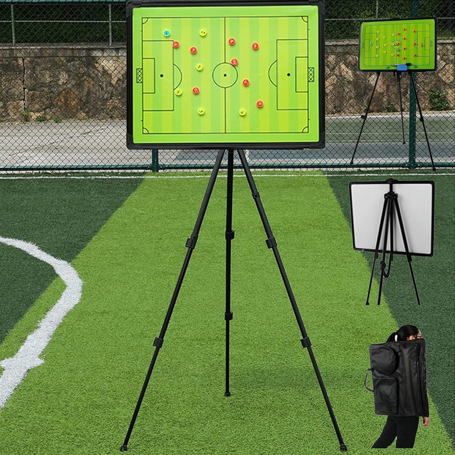 Lavagna da Calcio, Grande Lavagna Magnetica da Calcio per Allenatori, Appunti da Calcio per Allenatori con Supporto, Grande Lavagna Tattica con Telaio in Alluminio Ideale per Esercizi, Stra
