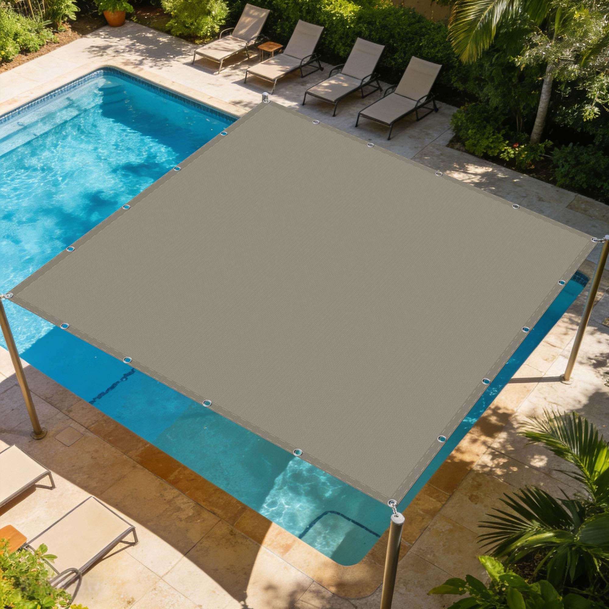 Voile d'ombrage carré 3.6x5m taupe imperméable pour grand jardin