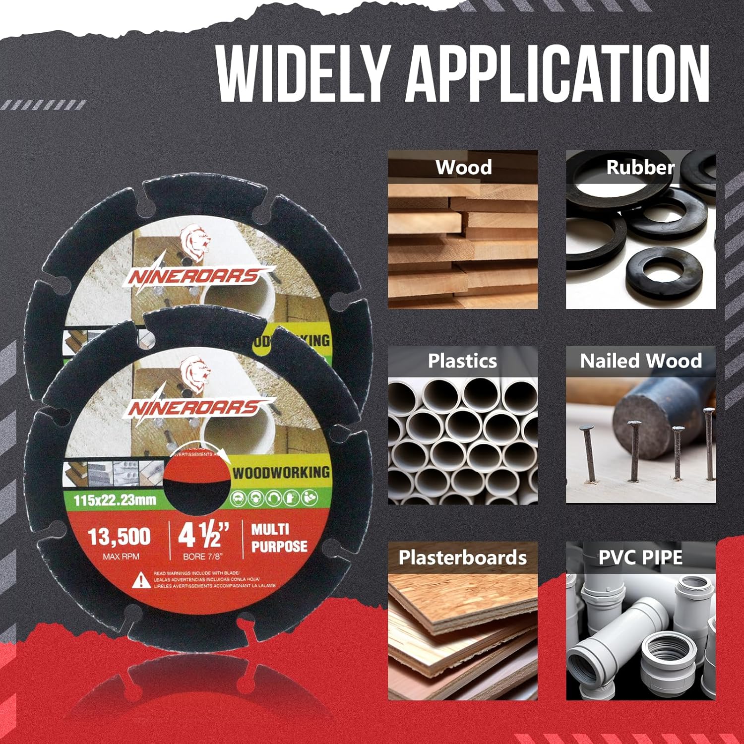 4.5 Inch Cut Off Wheel for Wood, Laminate, Plastic, Plaster, Rubber - Angle Grinder Wood Cutting Disc with 7/8 Inch Arbor