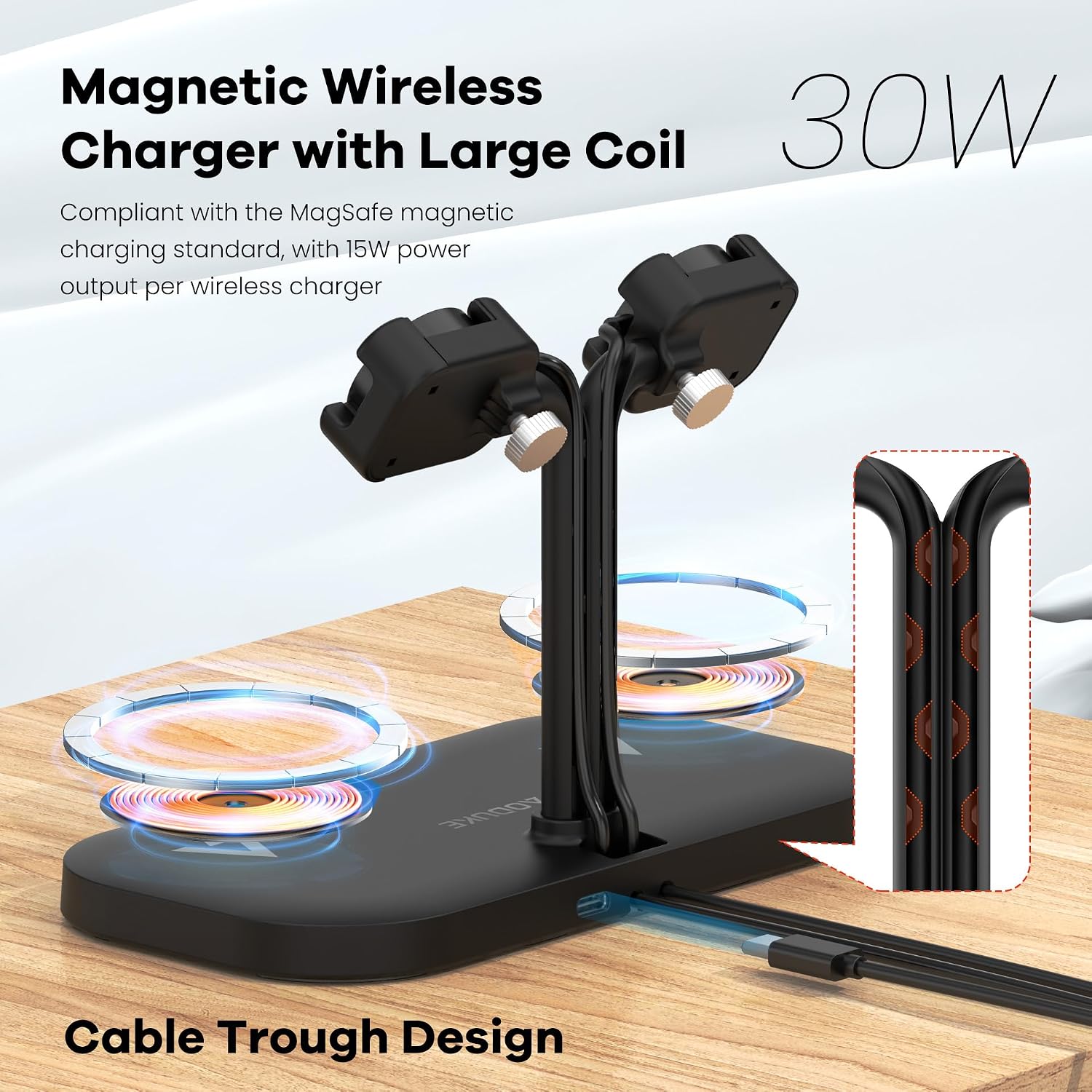 4 in1 Dual Wireless Charging Dock and Dual Watch Stand