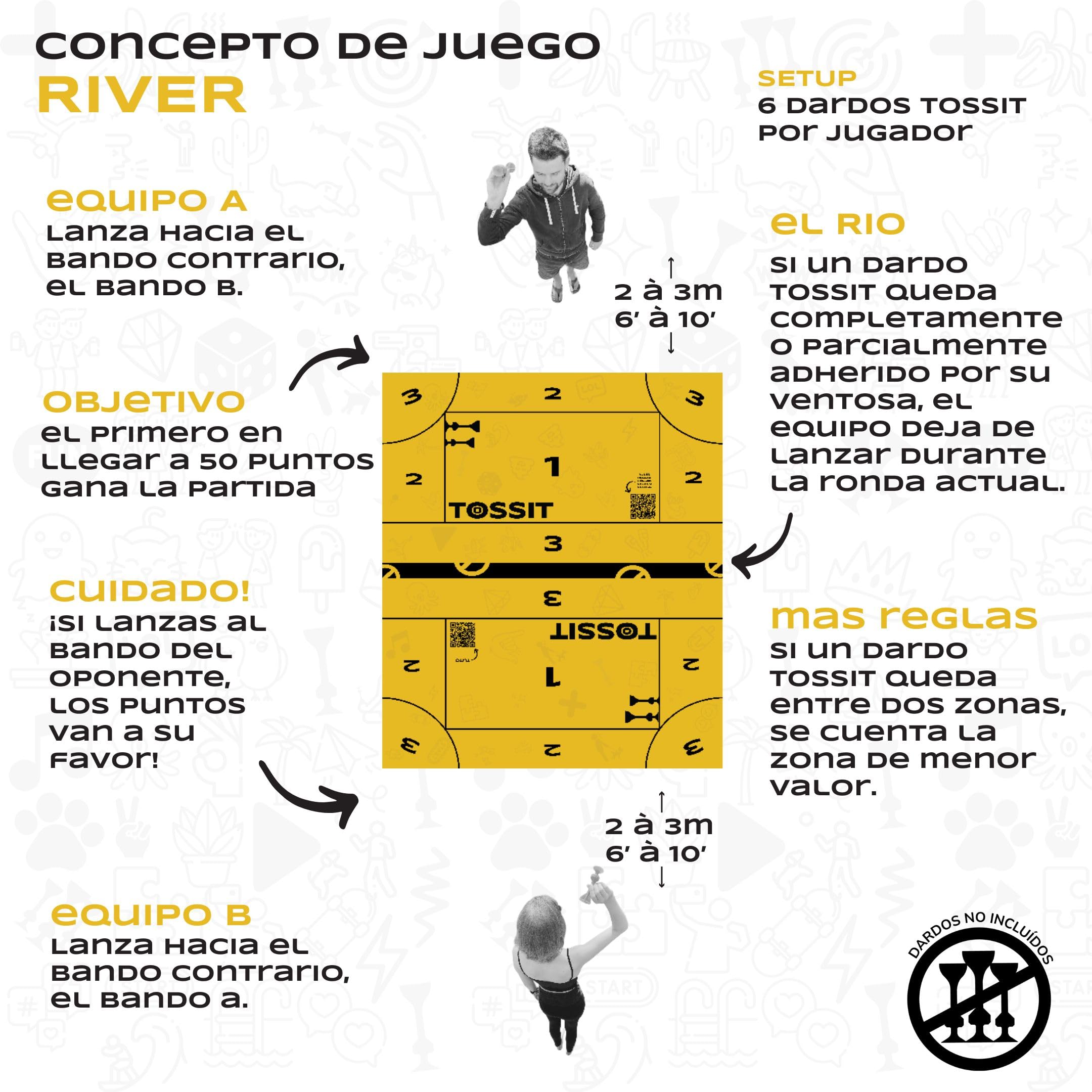 TOSSIT Tablero de Juego para Dardos, Petanca Interior Exterior, Silicona, Múltiples Modos de Juego, Diversión con Amigos y Familia, Transportable y Rodante, Versión Family