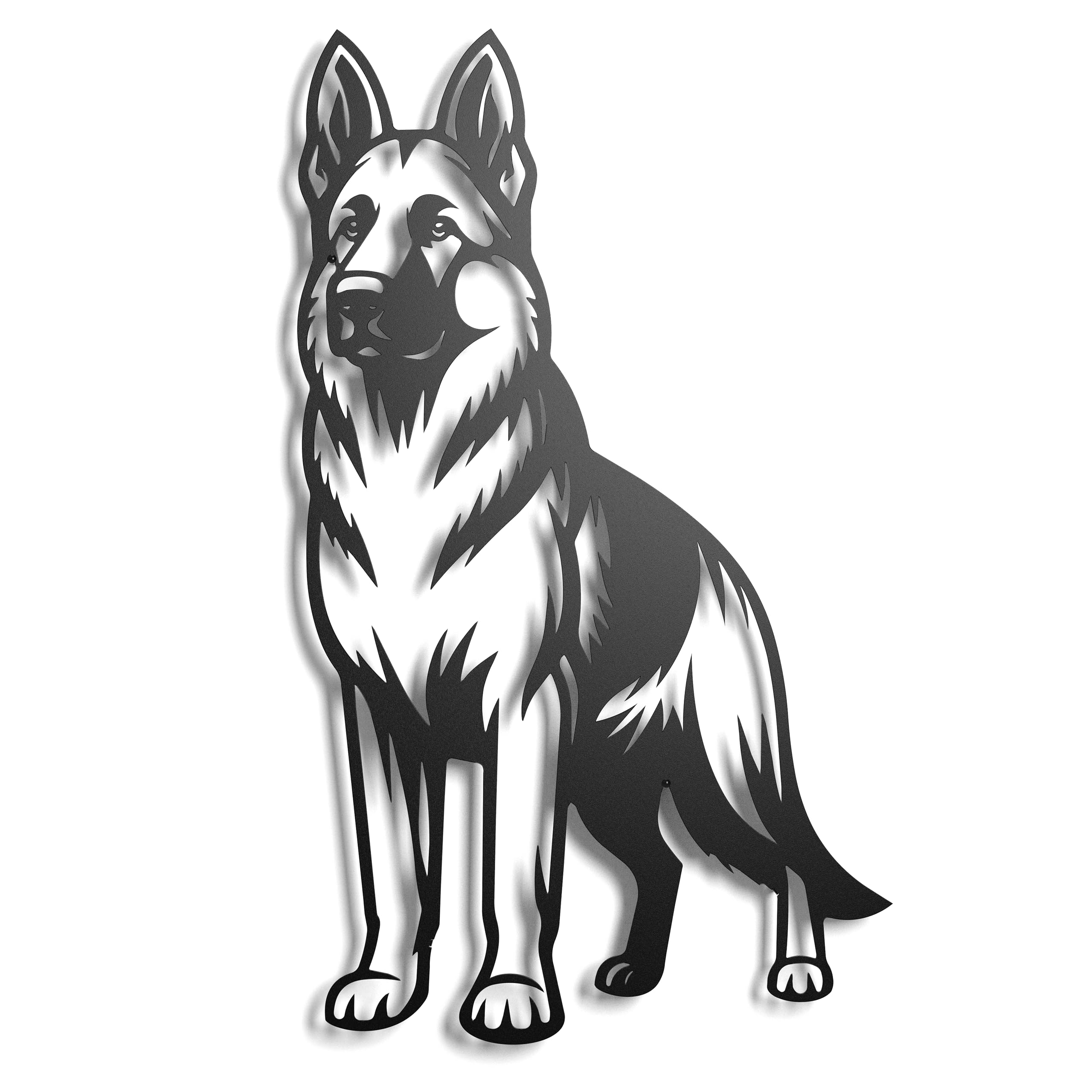 keluly Metal Decoration Floating Wall Sculpture with Shadows Steel (German Shepherd, 43 x 31 cm)
