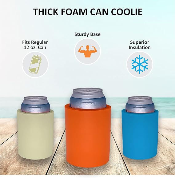Blank Thick Foam Old School Can Cooler (6 Pack, Forest Green)