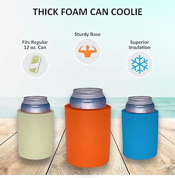 Blank Thick Foam Old School Can Cooler (6 Pack, Forest Green)