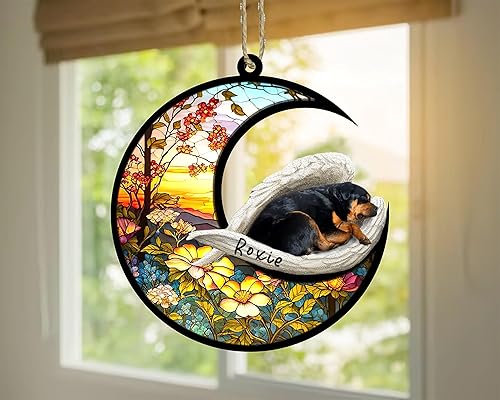 Miniatura 640 de Chow Chow Dog Memorial Suncatcher, adorno de Navidad Chow Chow con nombre, atrapador de pérdida de mascotas, regalos para los amantes de los perros