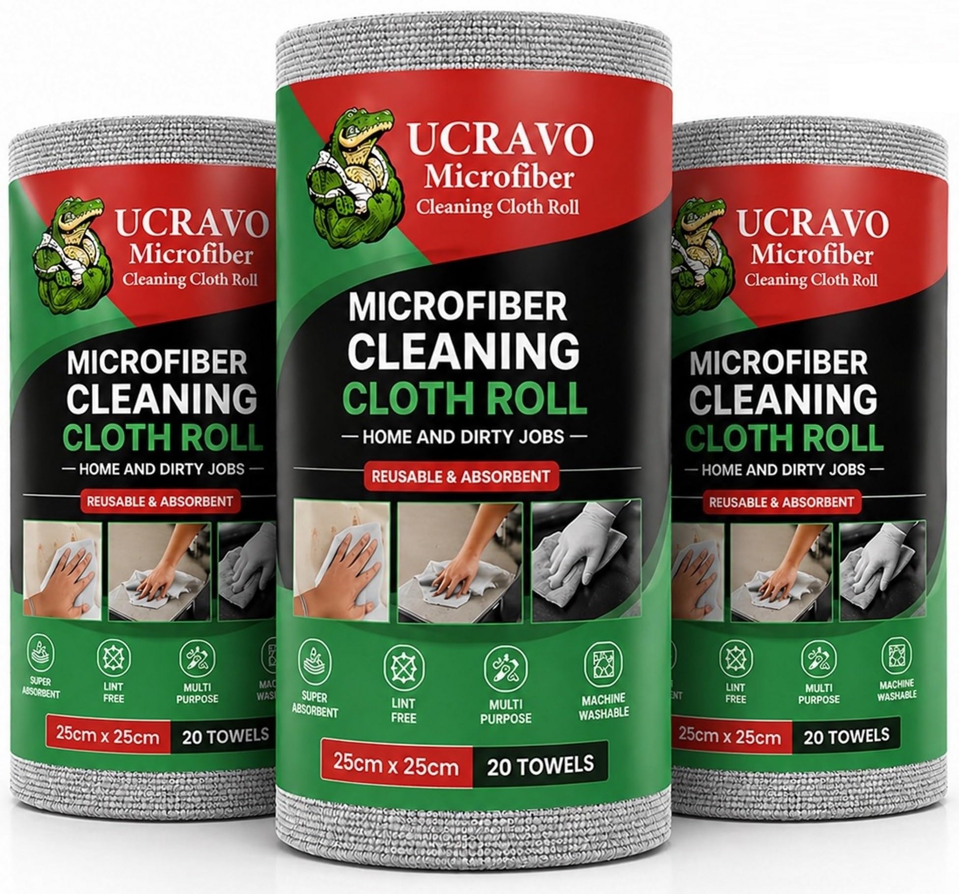 UCRAVO Reusable Kitchen Towel Roll - 6000 Times Washable | Soft & Highly Absorbent Eco Bamboo Wipes | Better Alternative to Dishcloth & Kitchen Tissue Paper Roll | 60 Sheets for Home & Glass Cleaning-image-15