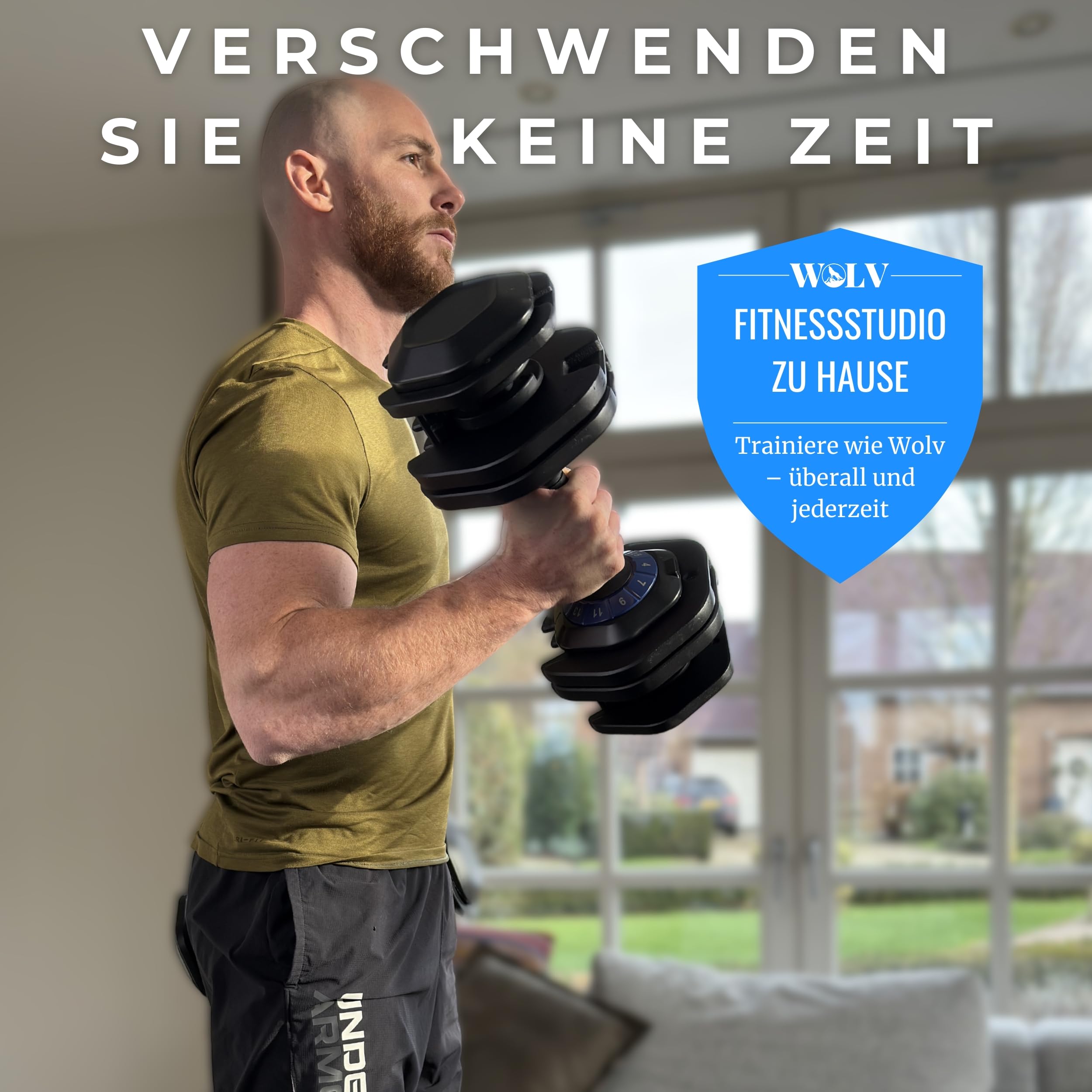 WOLV 25kg Verstellbare Hanteln – Einstellbare Hantel mit 10 Gewichtsstufen, Platzsparendes Design, Hanteln mit rutschfestem Griff, Perfekt für Zuhause, Fitnessstudio & Krafttraining