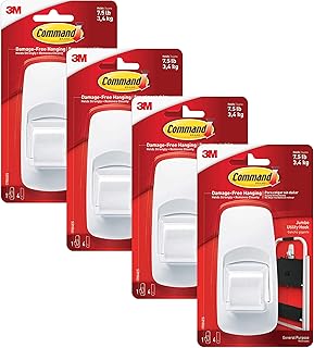 Command 4-Packages of 7.5 lb Capacity Hook, Indoor Use, Jumbo, White (17004ES)