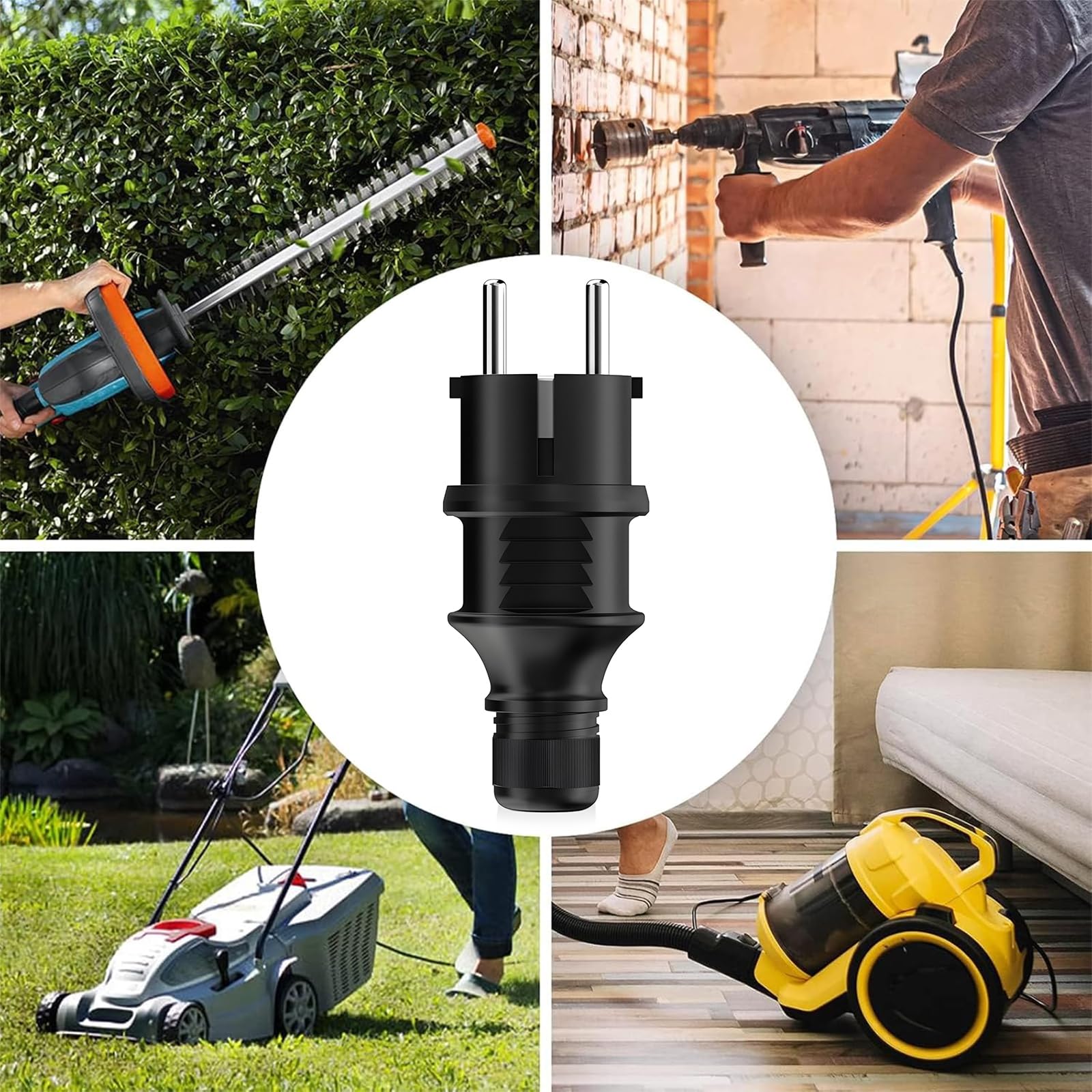 2 Piezas Enchufe de Schuko 250V 16A, Contacto Protector con Protección de Torsión, Clavija Enchufe Macho de Alimentación con Liberación de Tensión para Cables Interiores y Exteriores, Negro