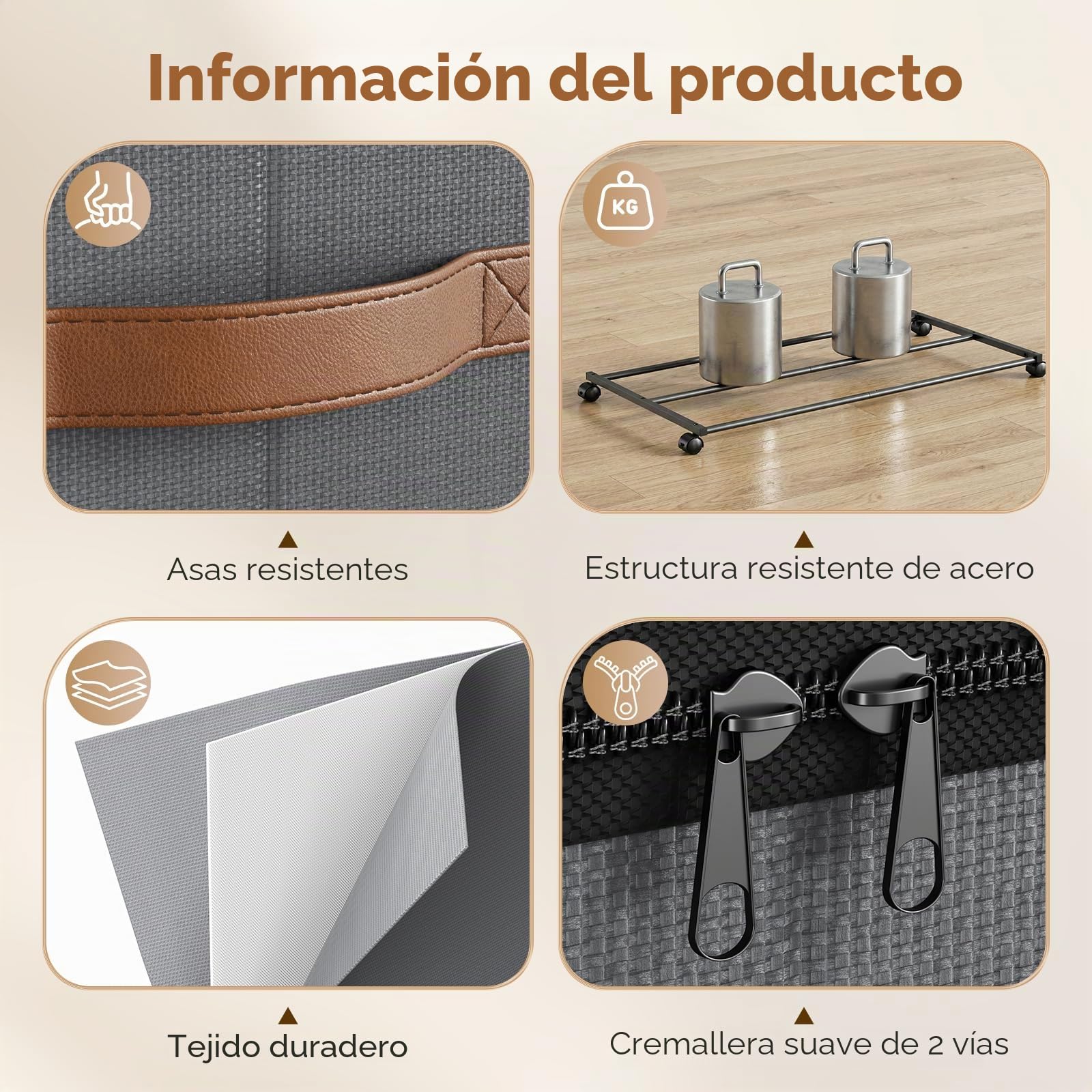 2 unidades de almacenamiento para debajo de la cama de 72 L, con ruedas de rotación de 360°, con tapa de PVC, marco de metal, para ropa, zapatos y mantas