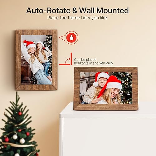 Miniatura 7 de Uhale - Marco de fotos digital de 32 GB de almacenamiento de 10.1 pulgadas con WiFi de madera, marcos de fotos electrónicos, ranura para tarjeta SD,