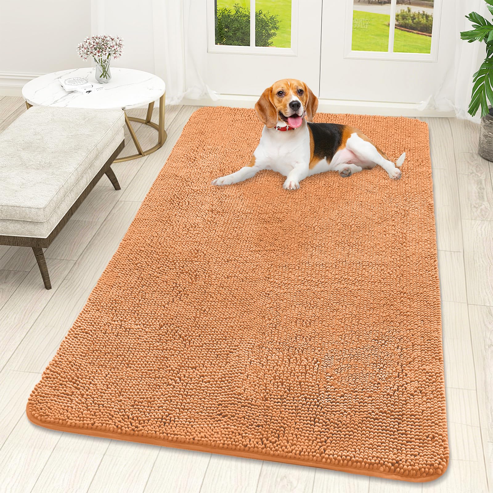 OLANLY Dog Door Mat for Muddy Paws 59x32, Super Absorbent Chenille Mud Mat