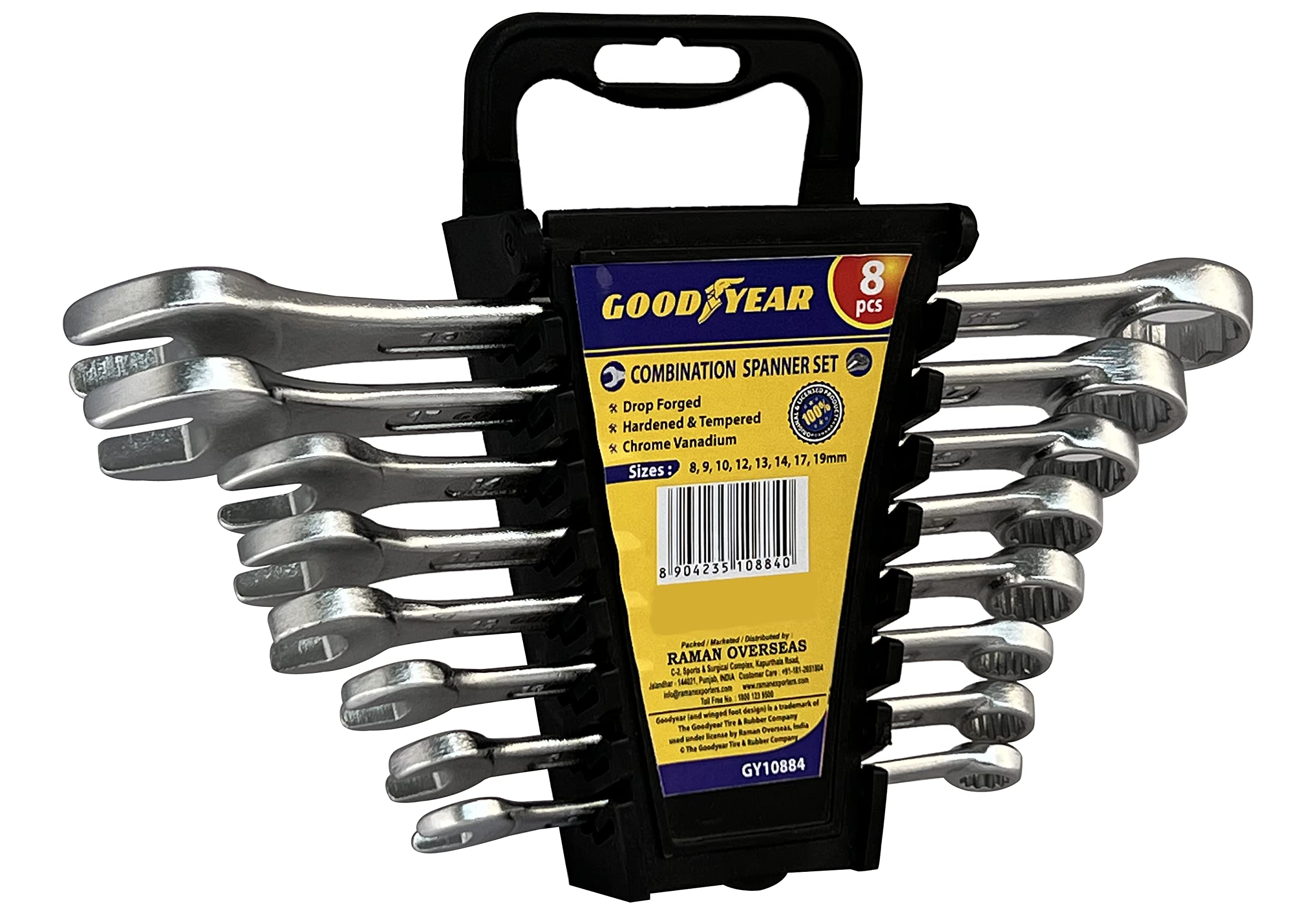 GOODYEAR Spanner Set , Spanner Set Tools Kit , Ring Spanner Wrench, 8 Pcs Combination Spanner Set, Rack Pack (8,9,10,12,13,14,17,19Mm), Crv, Universal Tools For Work, Professional Use, Long Lasting (B07P7T1FQC) Amazon Price History, Amazon Price Tracker