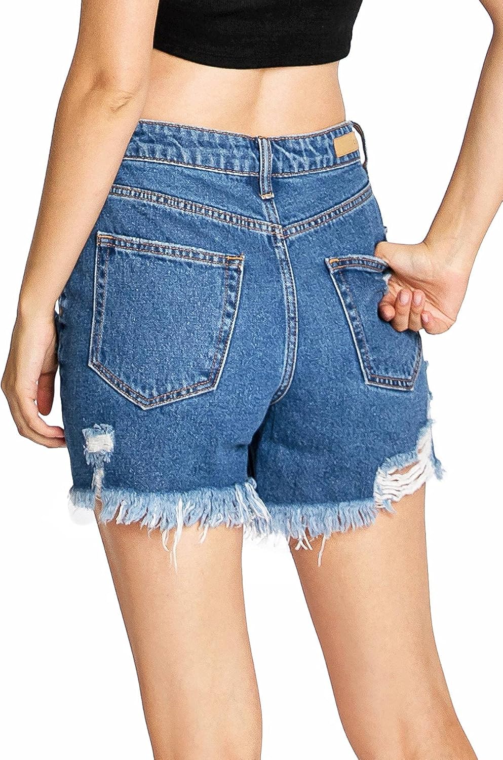 Cello Jeans Women's Juniors High Rise Ripped Distressed Denim Shorts - Image 2