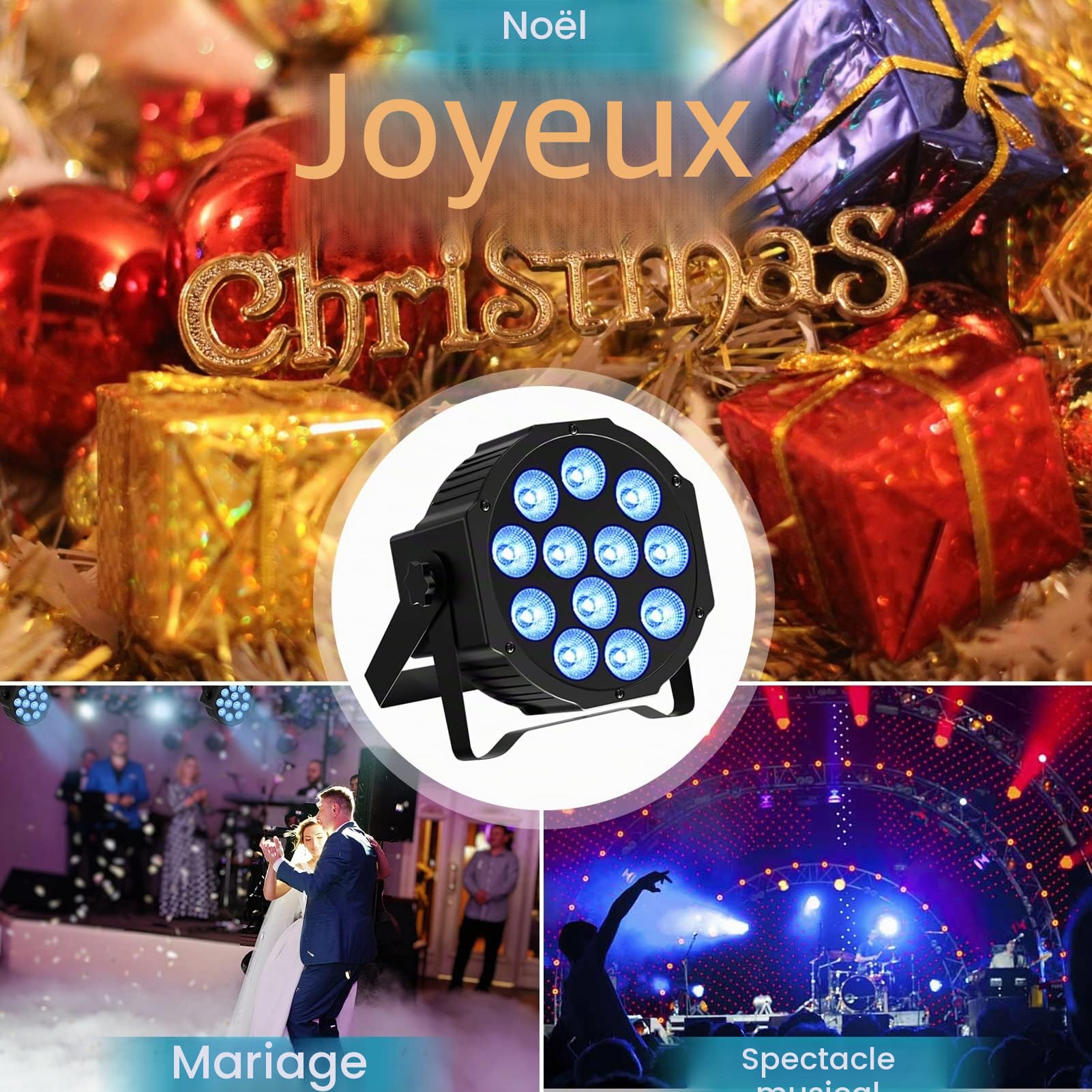 4 PCS RGBW Rechargeable Par LED avec Sac, Sans Fil 12 LED Batterie Par Lumière avec Télécommande et Timing, Éclairage de Scène Par 4-15 Heures pour DJ fête Bar Noël Mariage Disco Events