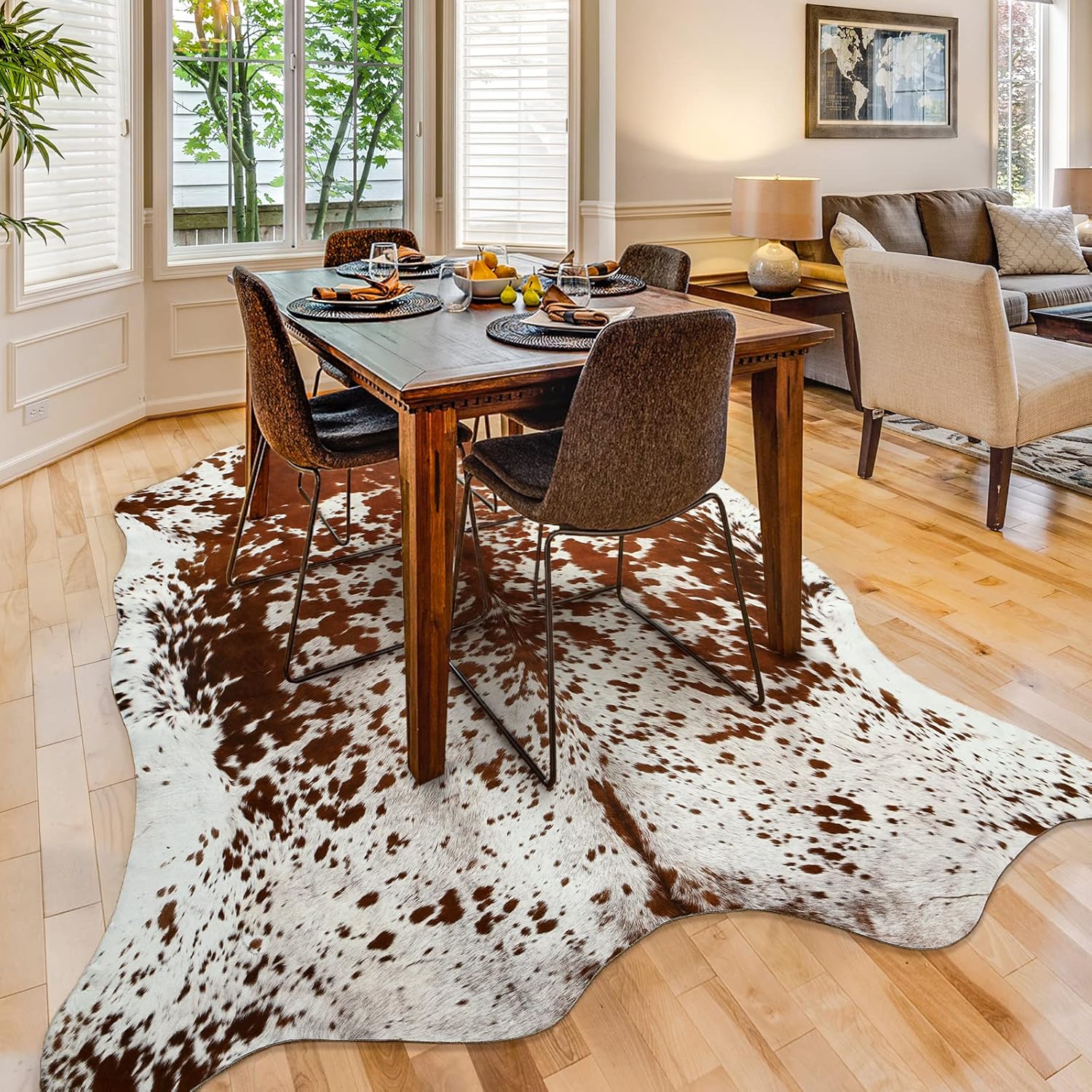 Amazon.com: LYENDOS Cowhide Rug 6.3 x 7 Feet, Cow Hide Durable No-Slip ...