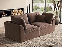 Vista 25 de Sofá tipo nube de gran tamaño para sala de estar, sofá modular convertible con otomana, de 7 plazas, blanco cálido