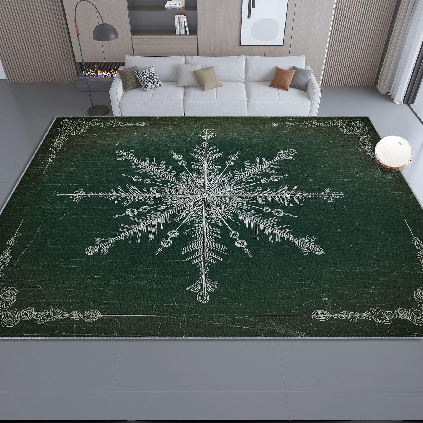 Tappeto Vintage Effetto consumato Texture fiocco neve Tappeti lavabile antiscivolo morbido a pelo corto Colorato Tappeto stampato, 60 x 90 cm per soggiorno Camera da letto Sala da pranzo