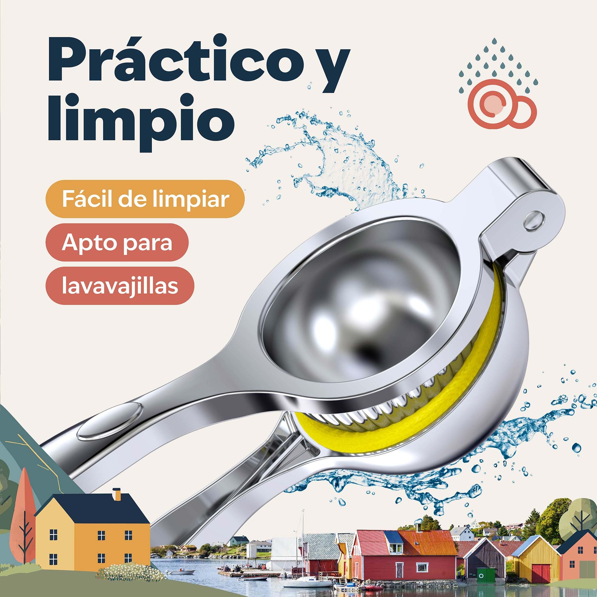 kjøk Premium Exprimidor de limón manual – exprimidor de cítricos para limones, limas y naranjas pequeñas – zumo sin semillas y sin esfuerzo, apto para lavavajillas – para cocina, bar y cócteles