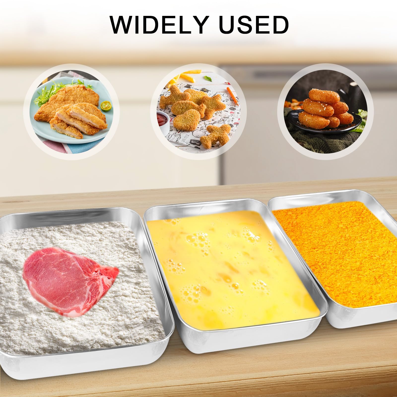 Lot De 3 Bacs Cuisson Inox Rectangulaires 25x20x5 Cm - Plateaux Alimentaires