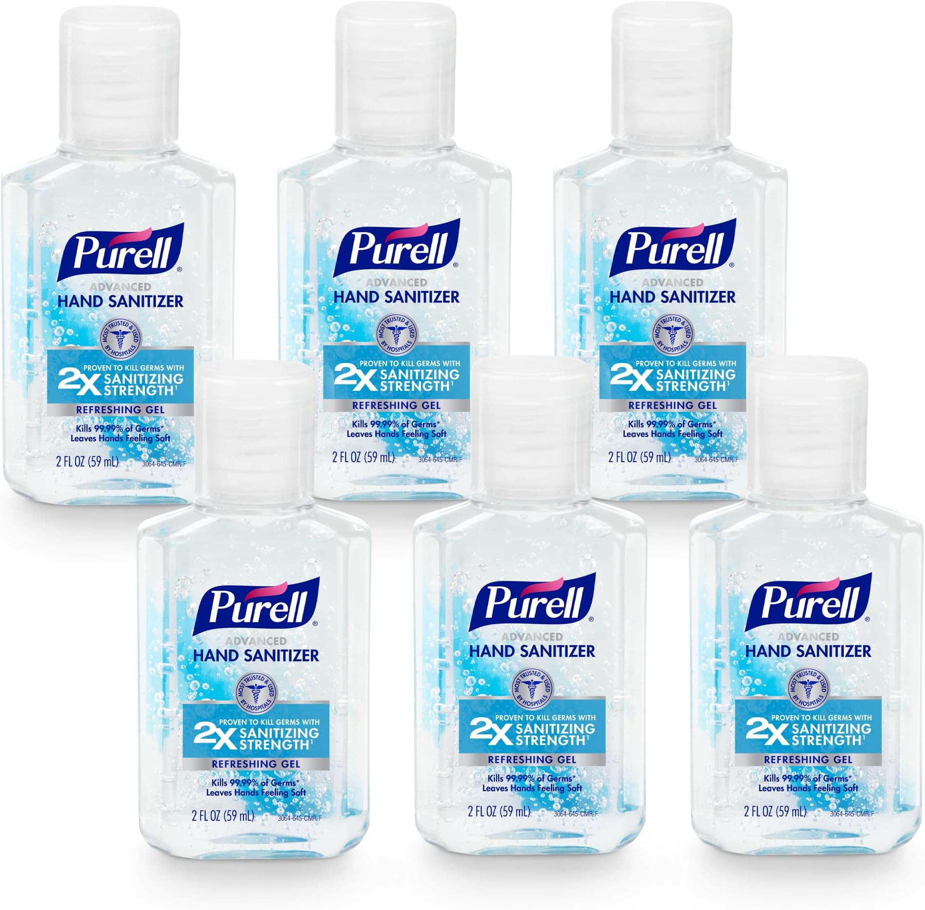 Purell Advanced Hand Sanitizer Refreshing Gel, Clean Scent, 2 fl oz Travel Size Flip Cap Bottle (Pack of 6) – 3155-04-EC
