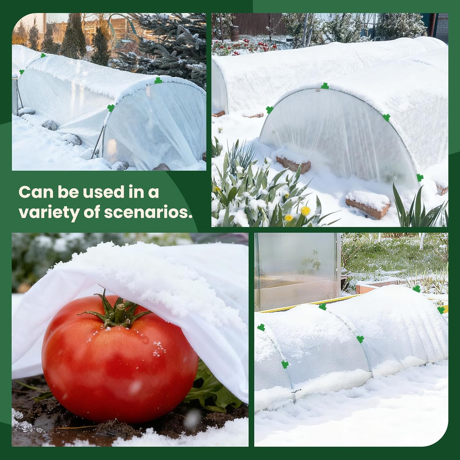 10x33FT Plant Covers Freeze Protection Kit, Garden Hoops Winter Kit, Frost Blankets for Outdoor Plants, Raised Bed Snow Protection, Reusable Winter Row Cover for Greenhouses