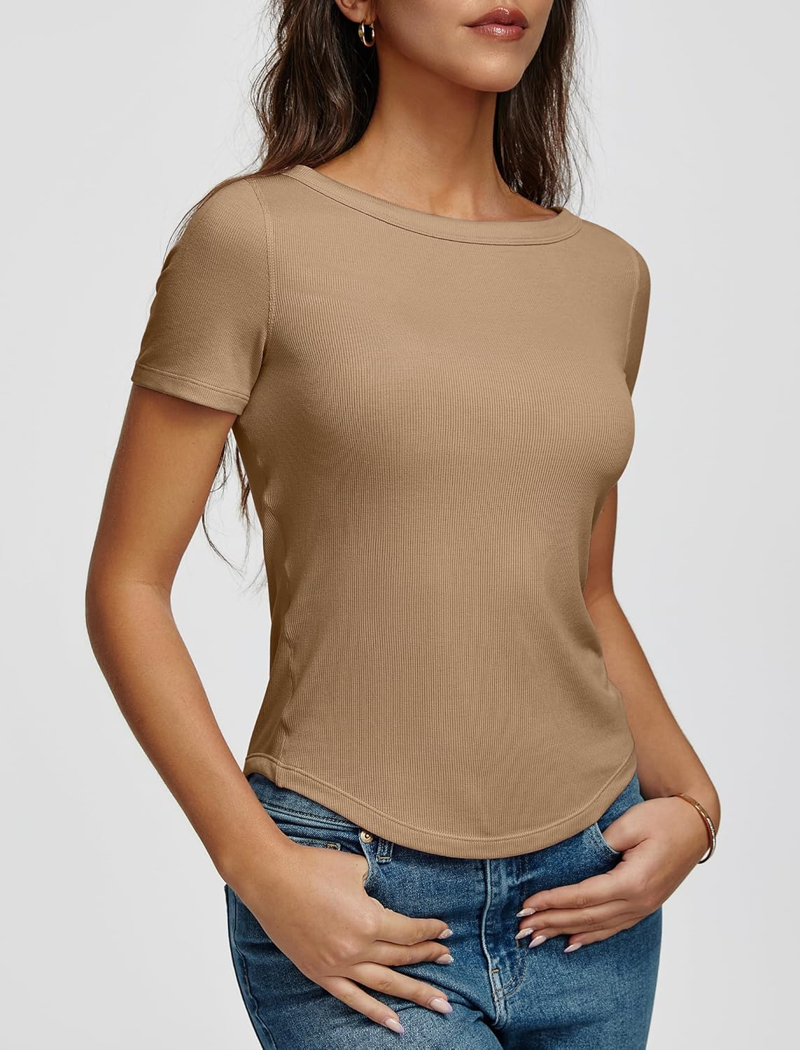 Short Sleeve Shirts for Women Crew Neck T Shirts Fitted Casual Basic Tees Summer Round Neck Causal Fashion Tops 2026 - Image 2