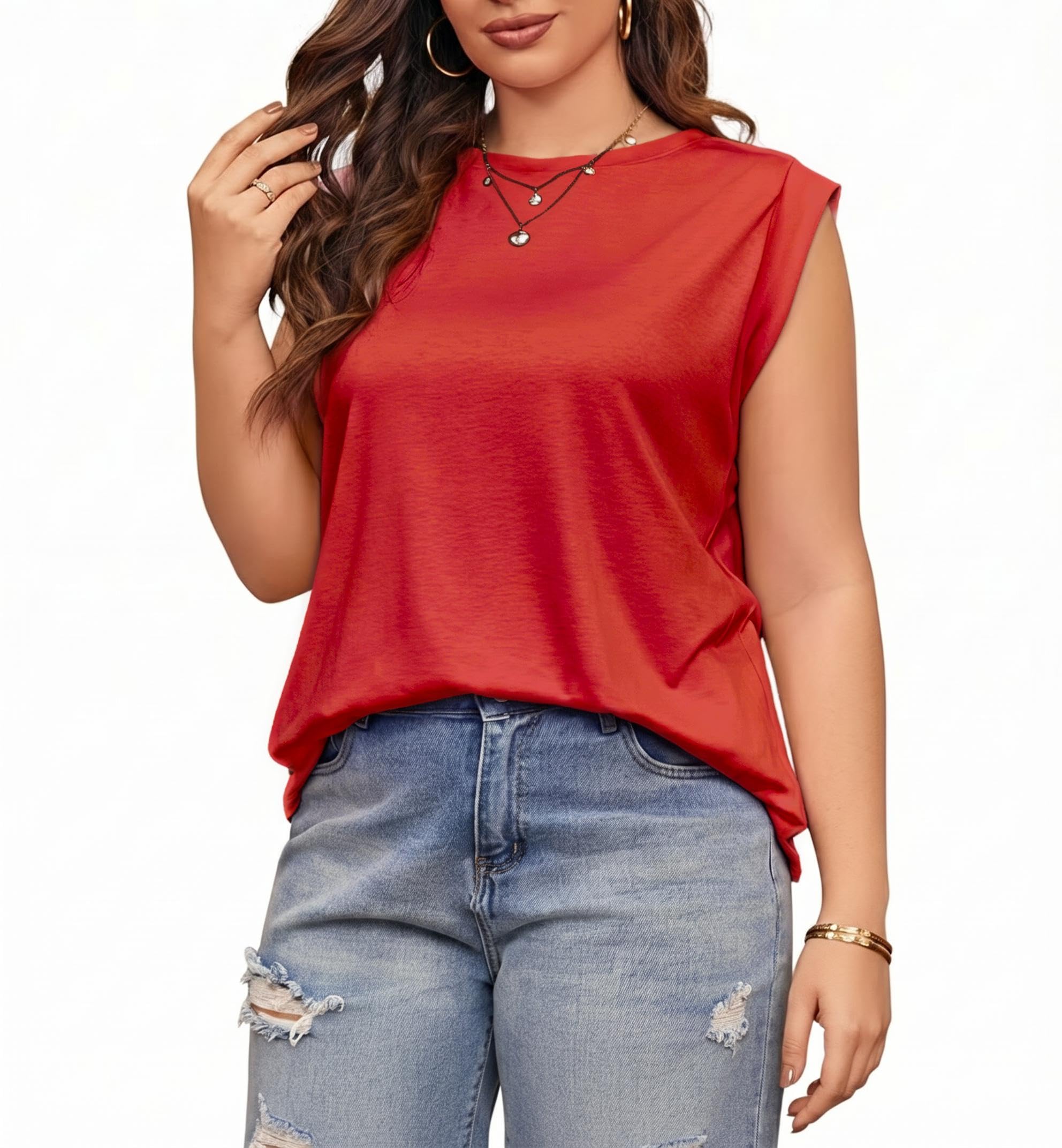 Fisoew Damen Große Größen Tank Tops Ärmellos Plus Size Tops