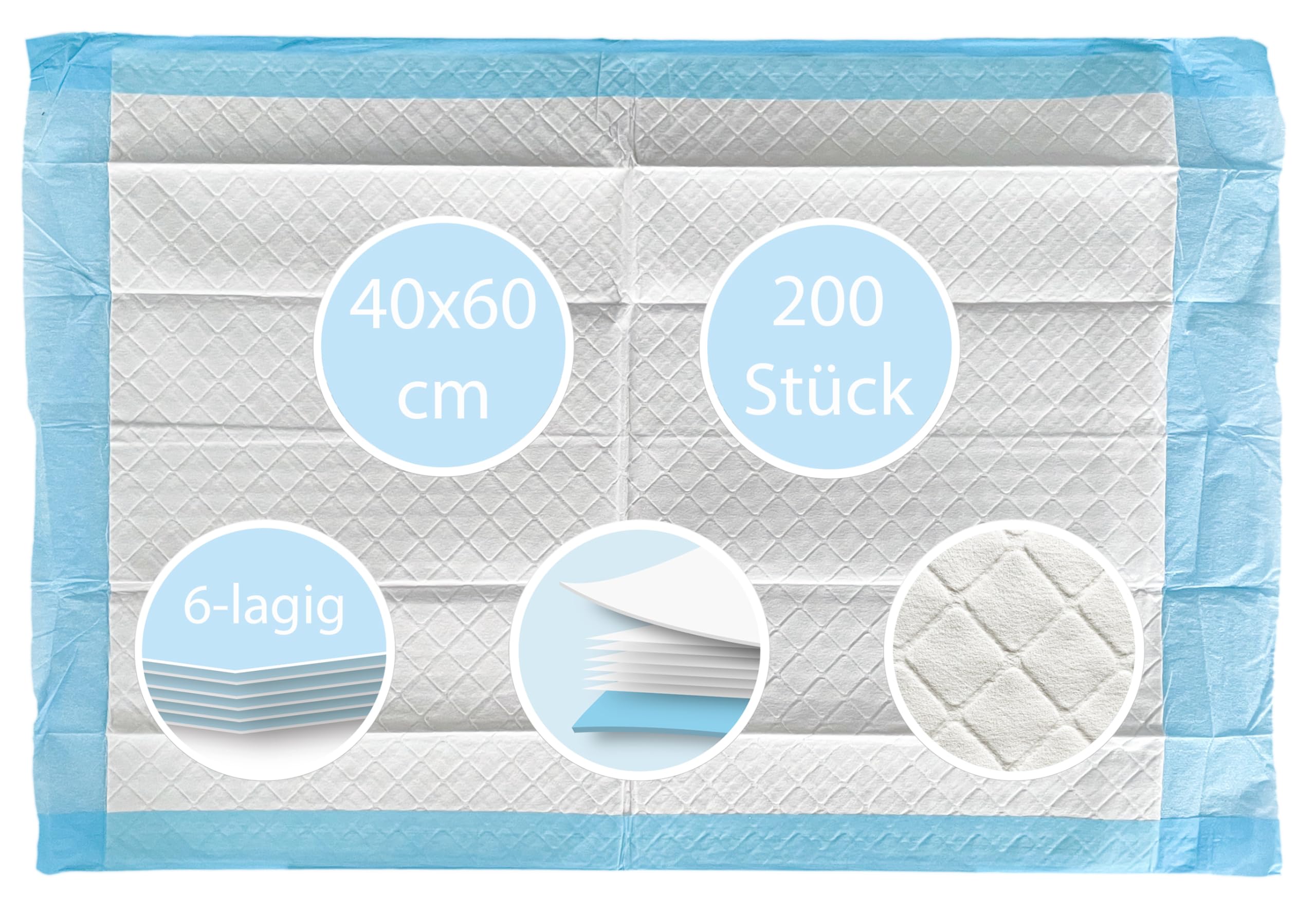 Tiga-Med Protect Lot de 200 alèses médicales jetables 6 épaisseurs 40 x 60 cm