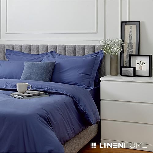 Miniatura 6 de Linen Home Juego de funda de edredón 100% algodón, tamaño KingCal King, fresco, suave y transpirable, con cierre de botón, ropa de cama lujosa para