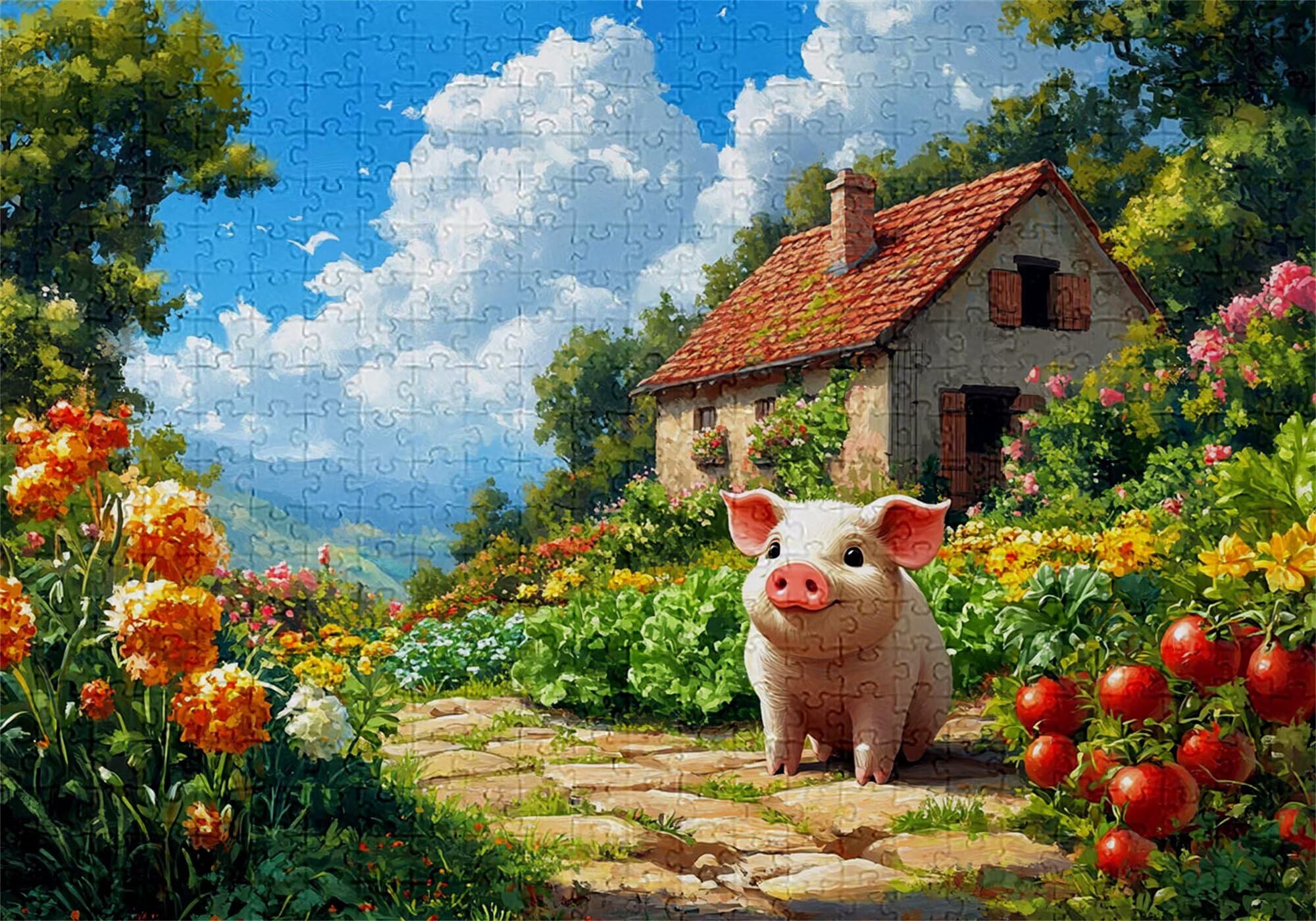 Puzzle 3000 elementów świnia puzzle dla dorosłych kabina 122 x 81 cm Unikalne rzemiosło klasyczne 3D drewniane układanka do rodzinnych gier aktywnych, układanka do samodzielnego wykonania nawet do