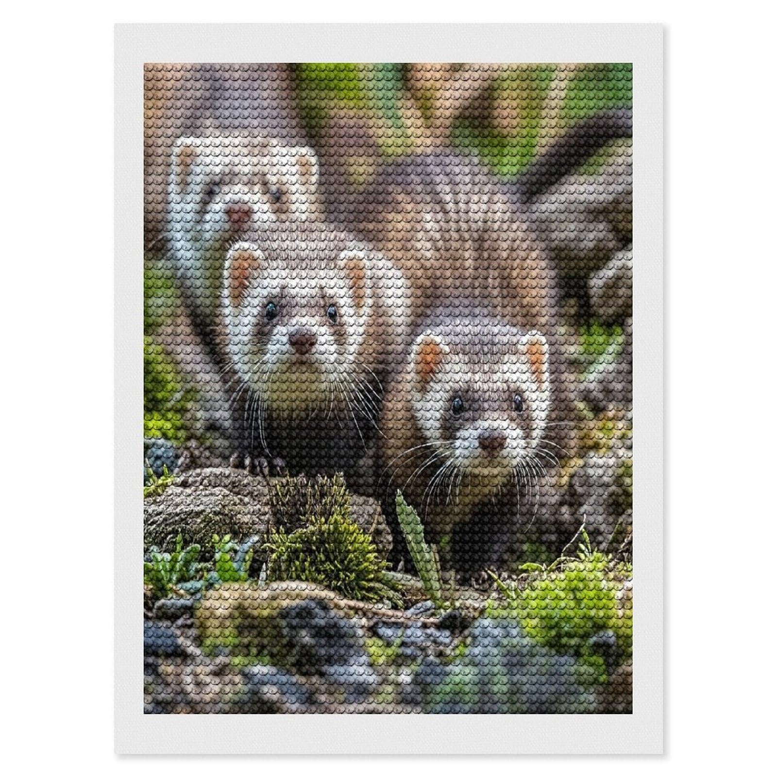 FekiLoot Ferrets Diamond Painting Kits for Adults Full Round Drill Diamond Art Kits for Beginners 5D DIY Diamond Dots Paintings Diamonds Pictures Gem Art Home Wall Decor 12"x16"