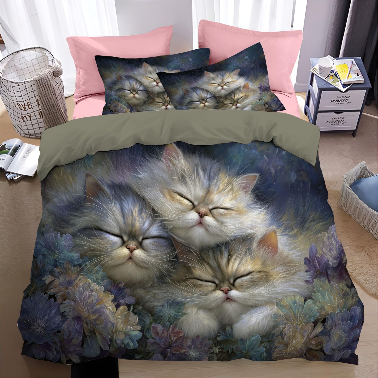 Housse de couette 220x240cm luxueuse en microfibres douces et parure