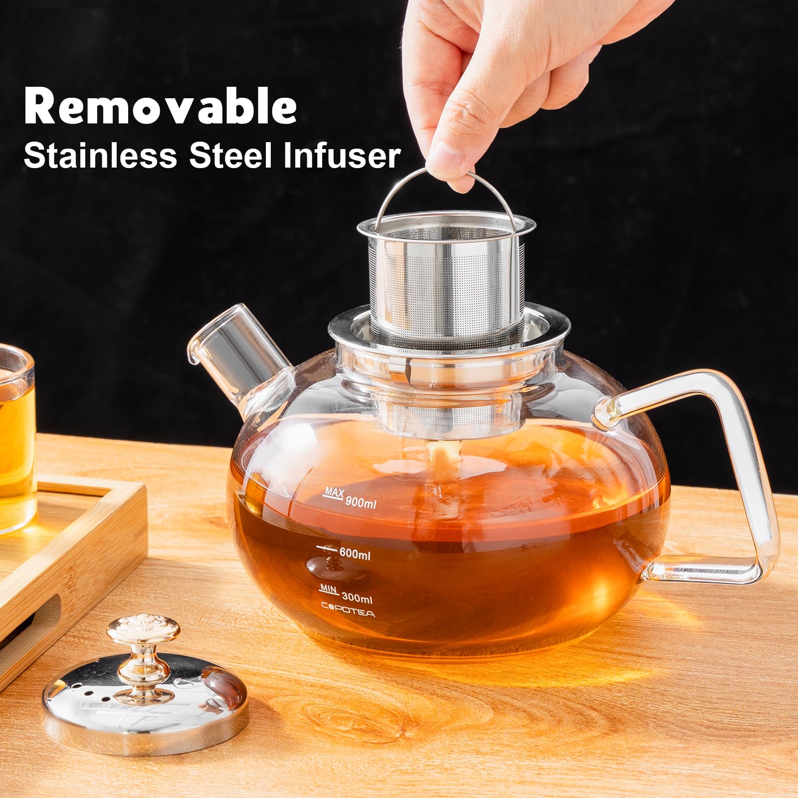 Glass Teapot with Infuser, Premium 40OZ/1200ml Glass Tea Pot -5 Glass Teapot with Infuser, Premium 40OZ/1200ml Glass Tea Pot -5