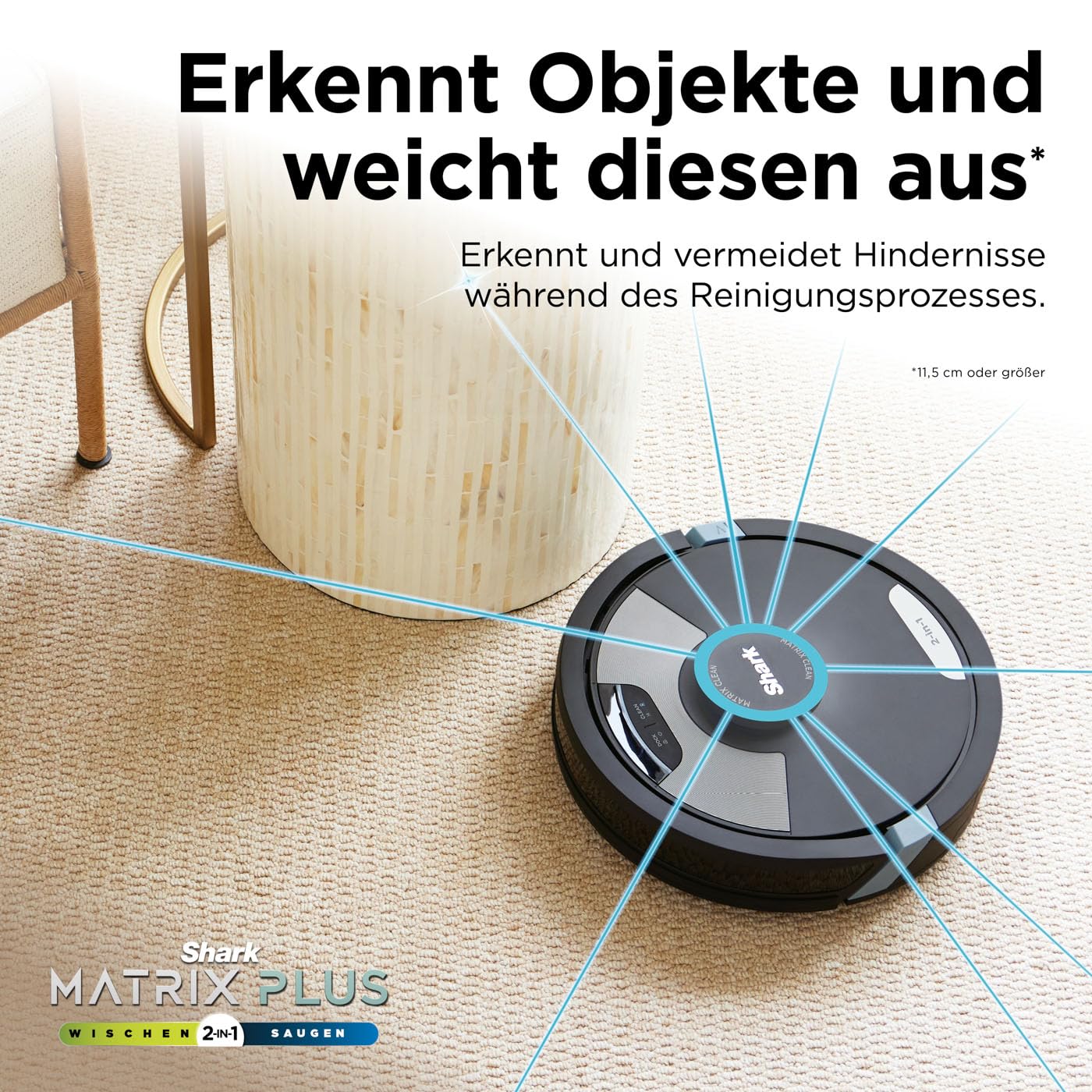 Shark Matrix Plus 2-in-1 selbstentleerter Wisch- & Saugroboter mit LiDAR Home Mapping & Kantenreinigung, für Teppiche, Hartböden & Tierhaare, Anti-Allergen, selbstaufladend, WiFi/App, Schwarz