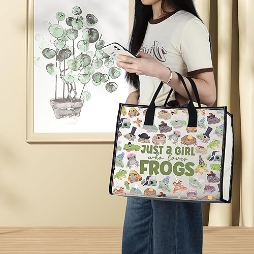 Miniatura 5 de LEVLO Bolsa de maquillaje cosmética de rana divertida, regalo para amantes de los animales, solo una chica que ama a las ranas, bolsa de maquillaje