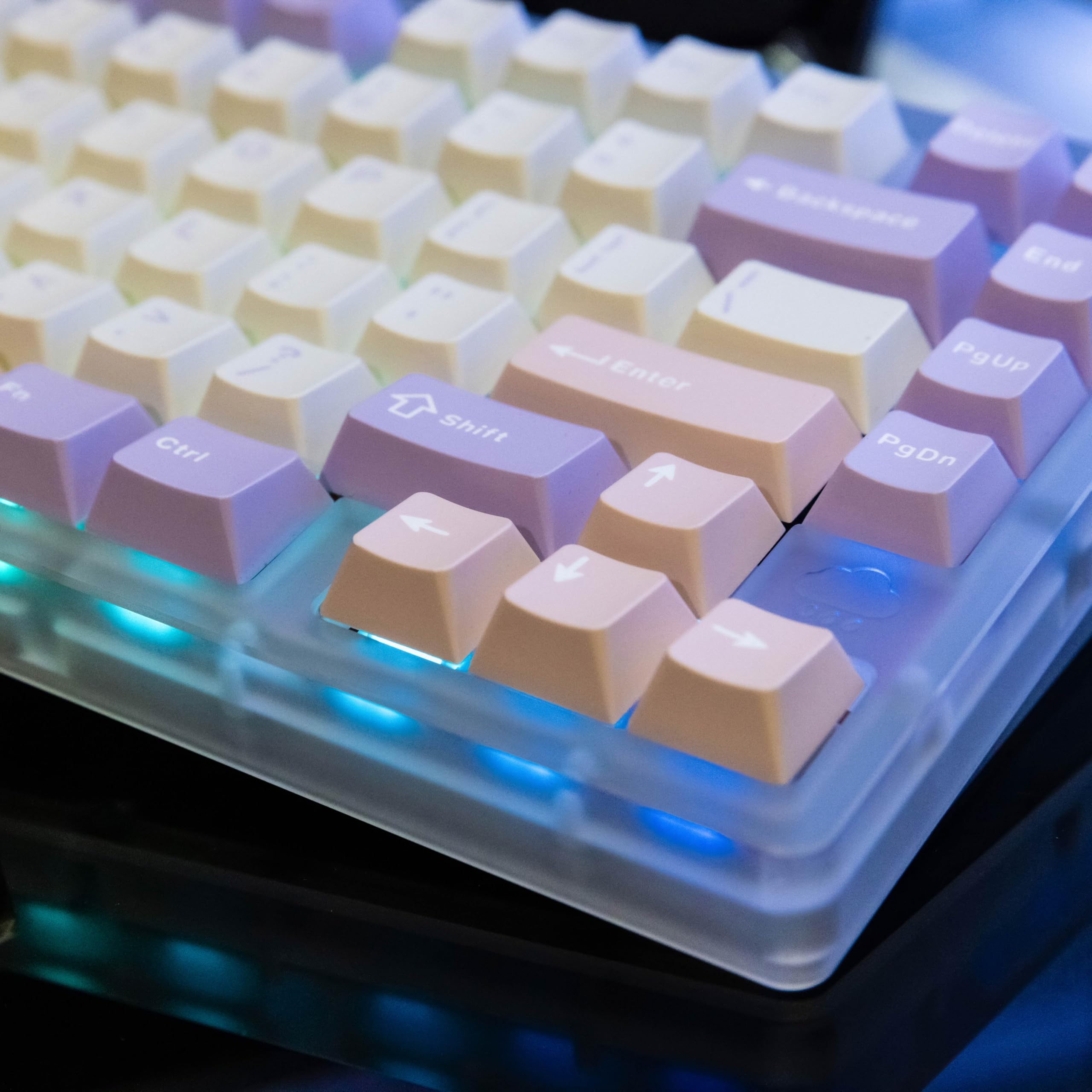 WOBKEY Rainy 75 Aluminum HMX/Cocoa Switches Mechanical Keyboard with Superior Acoustics, Wired, BT, 2.4G wireless Connectivity(Pro Purple(Acrylic Limited)) — view 3