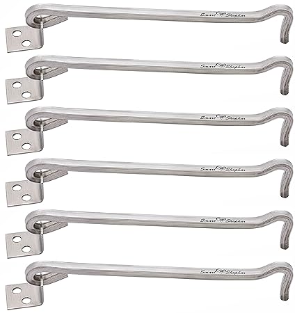 SMART SHOPHAR Stainless Steel Square Gate Hook 4 Inches Silver, Pack of 6 / Bulk Pack/Strong and Reliable/Enhances Security/Suitable for Residential and Commercial Use