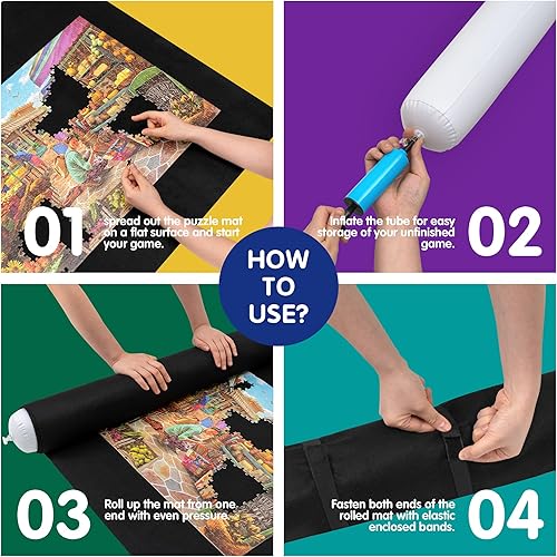 Miniatura 4 de Tektalk Diseño de mayor capacidad, alfombrilla enrollable para rompecabezas en delicada caja de embalaje con bomba de mano, almacenamiento para