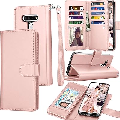 Tekcoo Wallet Case for LG Stylo 6, Luxury ID Cash Credit Card Slots Holder PU Leather Carrying Purse Folio Flip Cover Cases [Detachable Magnetic Hard Case] Kickstand Strap [Rose Gold]