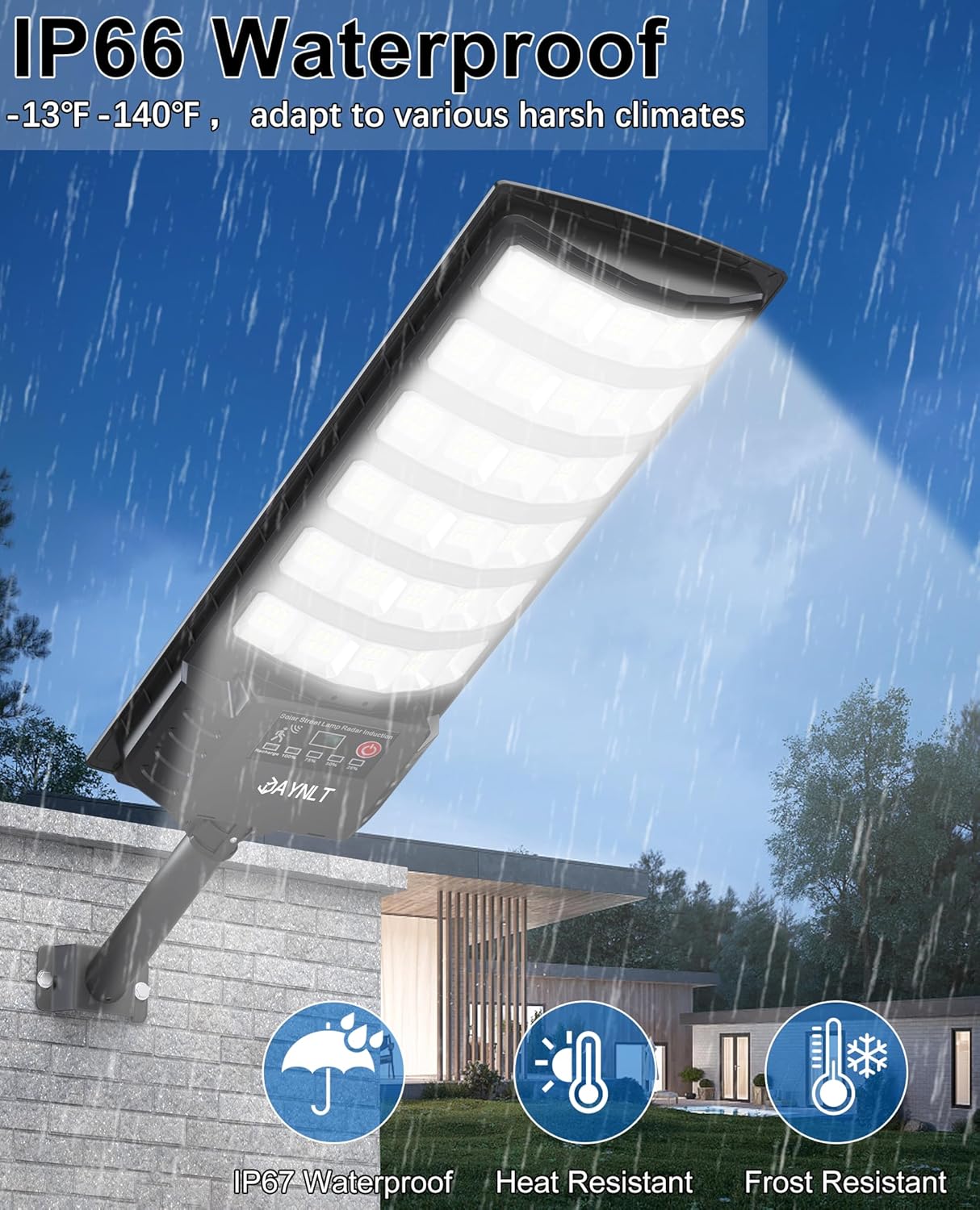 JAYNLT Solar Street Light,Commercial Grade Solar Street Light，Suitable for Parking Lots and garages