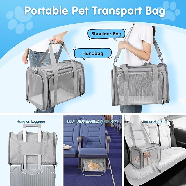 Foto 6 de 7 de AiQInu Bolsa de Transporte para Perro Gato, Plegable Mochila para Gatos con Correa de Hombro Ajustable
