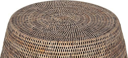 Miniatura 11 de KOUBOO La Jolla Taburete redondo de ratán, mesa auxiliar, hecho a mano, asiento adicional, patio, sala de estar, decoración bohemia, mesa auxiliar,