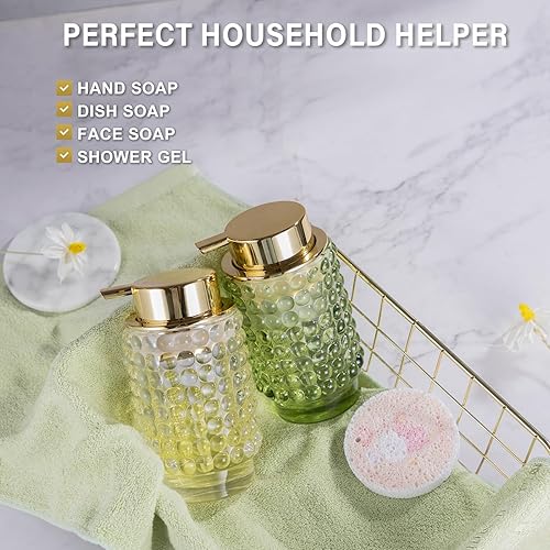 Miniatura 7 de LEICURACE Dispensador de jabón de manos espumoso de vidrio, dispensador de jabón espumoso para decoración de baño, dispensador de jabón con bomba