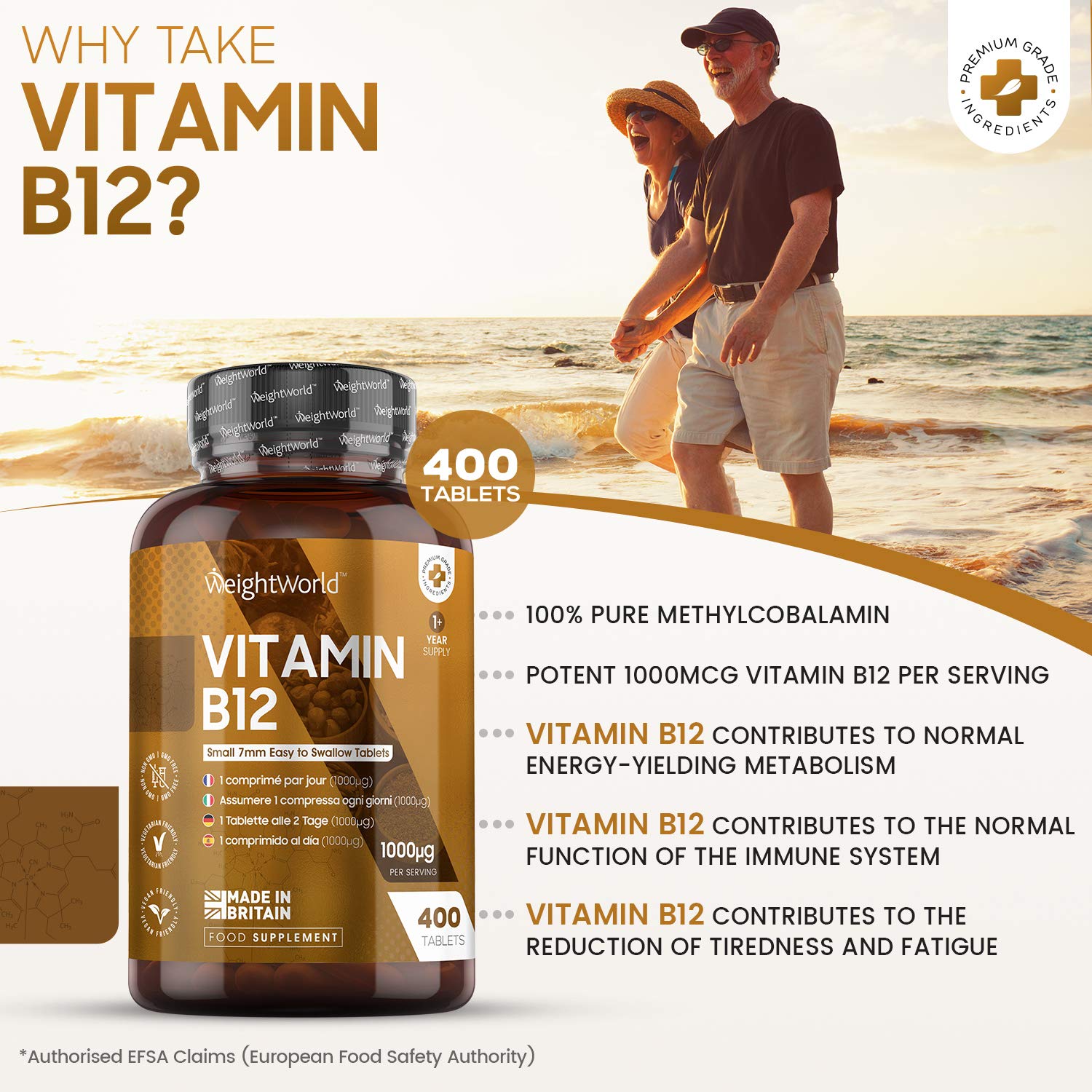 Vitamin B12 Tablets 1000mcg High Strength Vitamin B12 Supplement