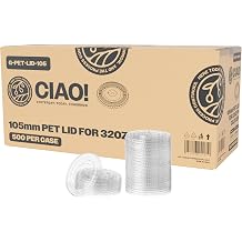 CIAO! Ultra Clear PET Flat Lid with Straw Slot - Designed and Fit for CIAO! Brand 32 oz PP Cups Only, 105mm Case of 500