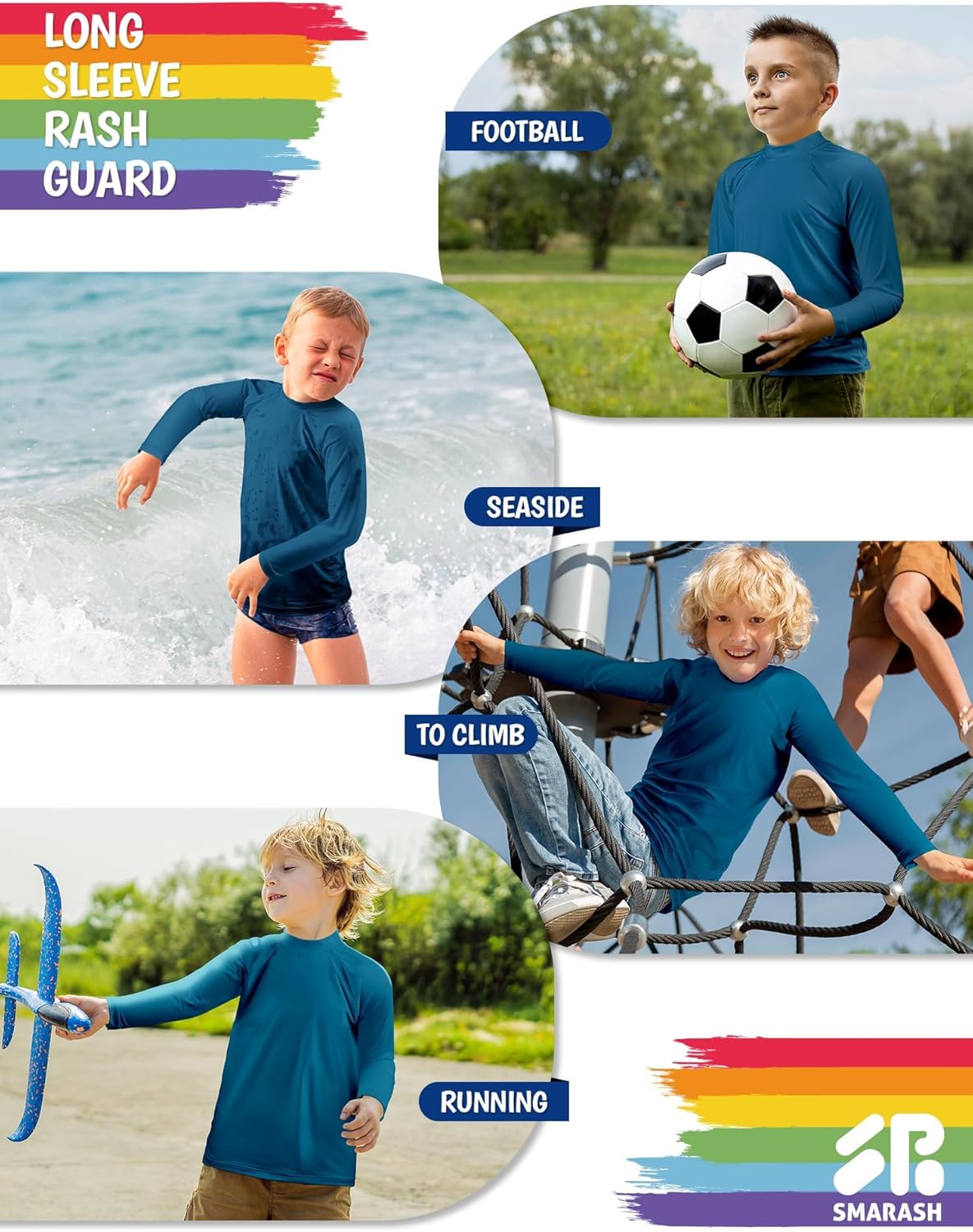 Boys Rash Guard Swim Shirts Long Sleeve UPF 50+ Swimwear Toddler Kids Sun Protection SPF Water Surfing Swimming Shirts 0-16Y - Image 6