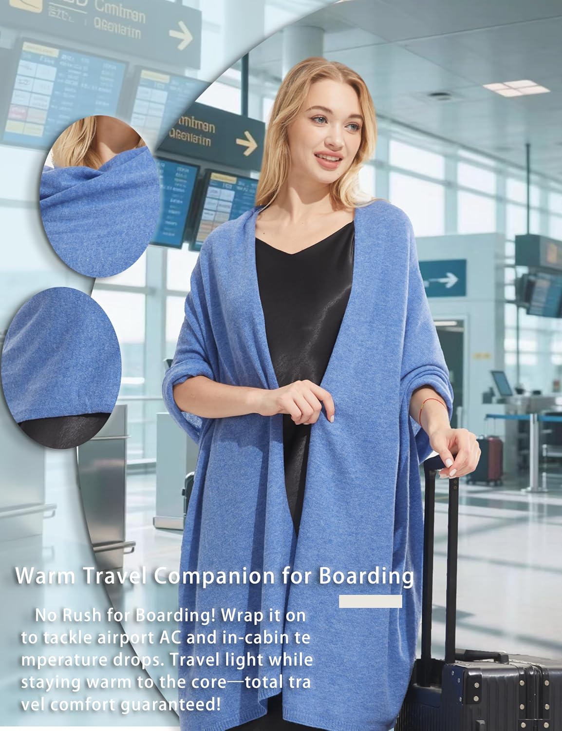 Luxury Cashmere Shawl and Wrap for Women, All-Season Pashmina Scarf Travel Blanket Large Cashmere Wool Blend Shawl - Image 2