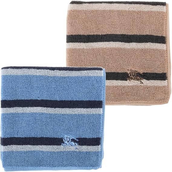 Amazon 2枚組 ギフトボックスあり バーバリー タオルハンカチ セット Burberry 25cm 25cm ロゴ バーバリーロンドン ボーダー ギフト 紳士 メンズ レディース タオル パイル地 ブルー ベージュ ハンカチ 通販