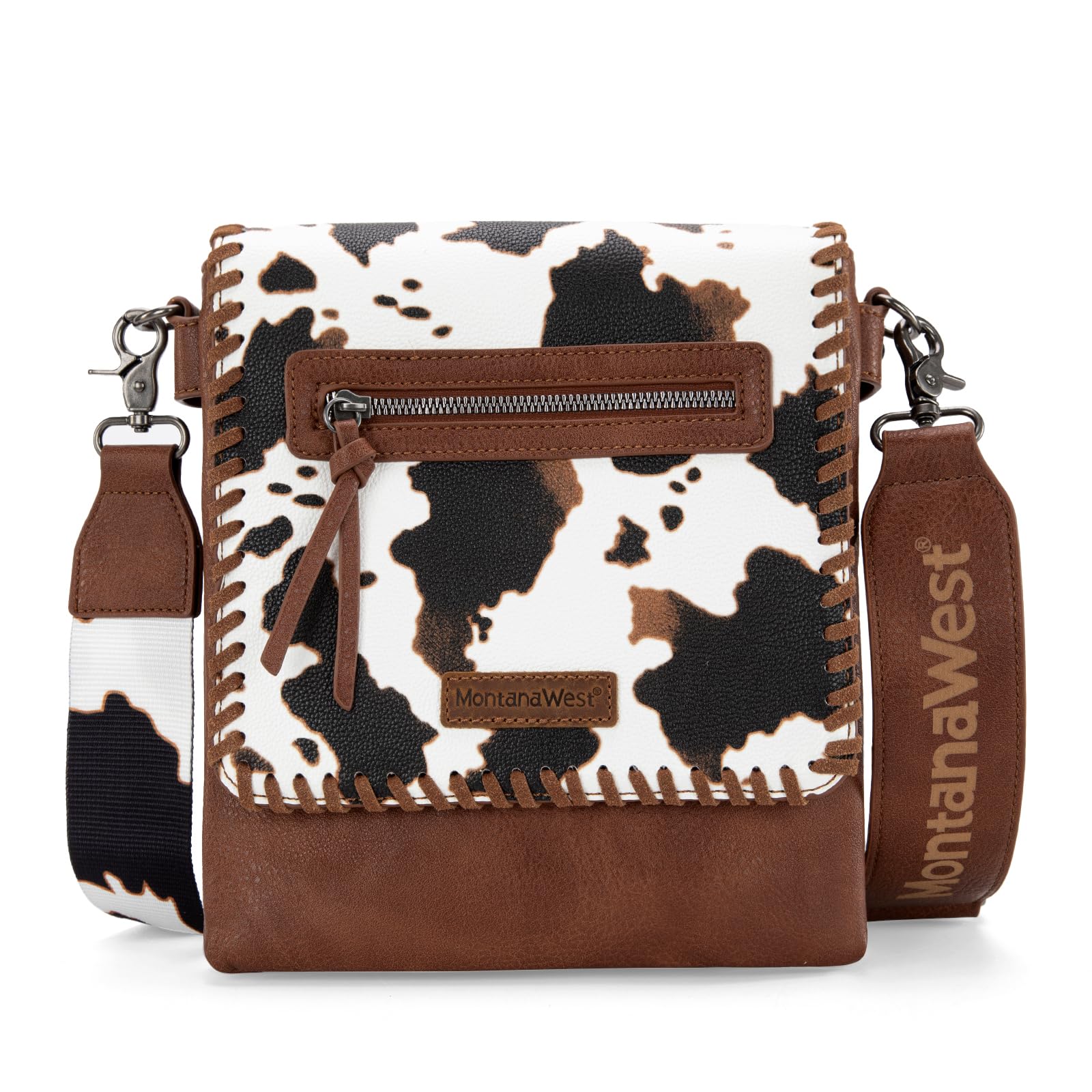 Montana West Crossbody Bags for Women with Dual Compartments Western Cross Body Purse with Leopard Print Guitar Strap